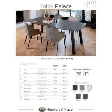 Palace, table 240 x 115 cm. - pied centrale - Henders and Hazel
