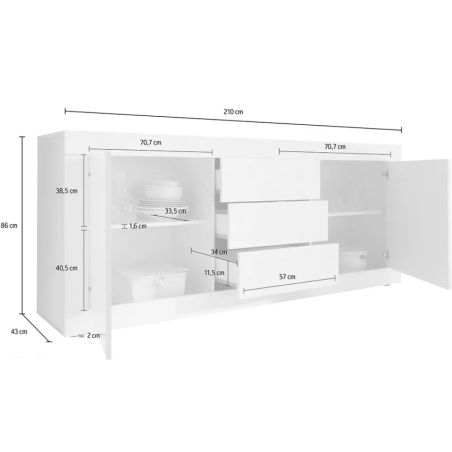 Buffet-Bahut Design 2 portes/3 tiroirs BERGAME