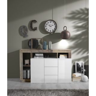 Buffet design 2 portes et 3 tiroirs BURGA 146 cm - proposé en 2 finitions