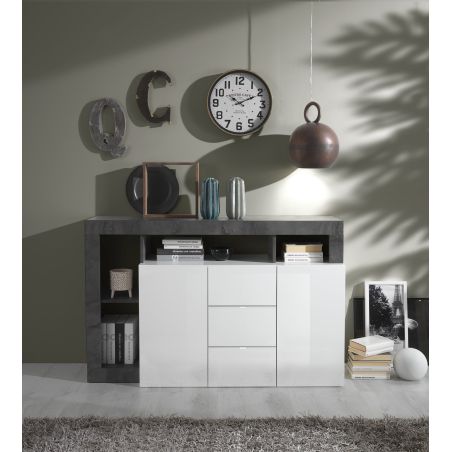 Buffet design 2 portes et 3 tiroirs BURGA 146 cm - proposé en 2 finitions