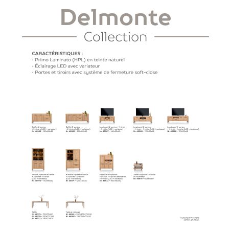 Delmonte, lowboard 170 cm. - 2-portes + 1-tiroir + 1-niche (LED + variateur) - Henders and Hazel