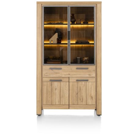 Delmonte, vitrine 110 cm. - 2-portes en verre + 2-portes + 1-tiroir (+ LED) - Henders and Hazel