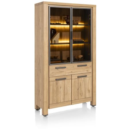 Delmonte, vitrine 110 cm. - 2-portes en verre + 2-portes + 1-tiroir (+ LED) - Henders and Hazel