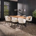 Table ovale MAXIME 215 cm en acacia massif avec pied central en métal
