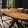 Table ovale MAXIME 215 cm en acacia massif avec pied central en métal