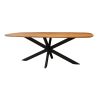 Table ovale MAXIME 215 cm en acacia massif avec pied central en métal