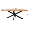Table ovale MAXIME 215 cm en acacia massif avec pied central en métal