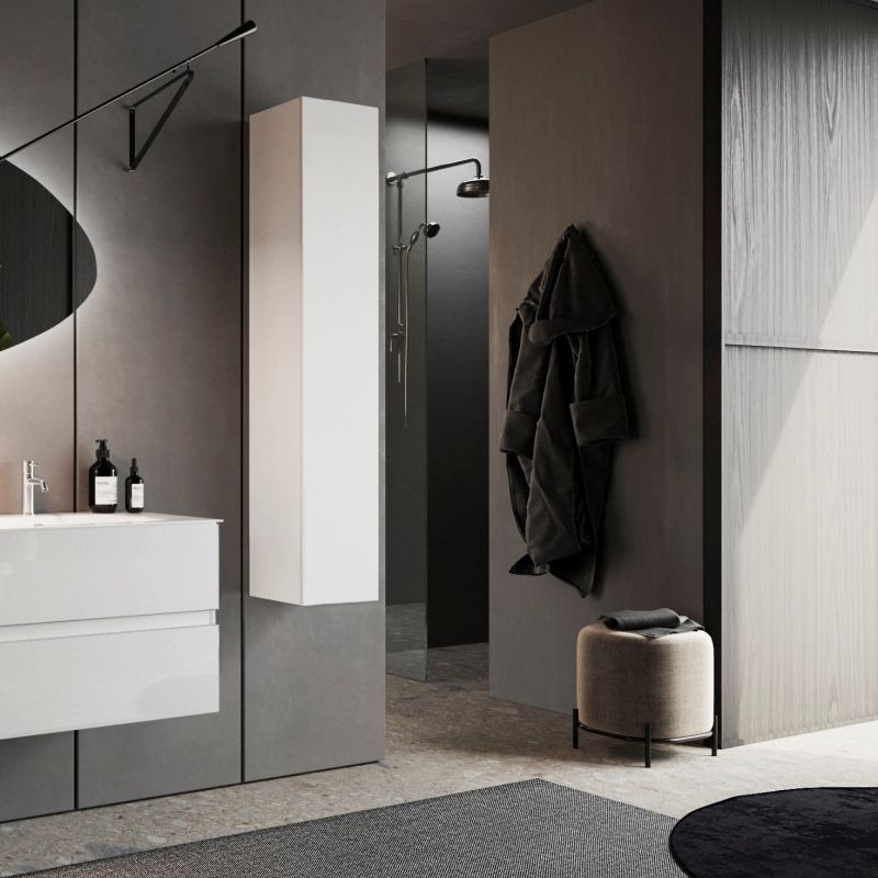 Colonne suspendue HESTIA pour salle de bain endécor blanc brillant