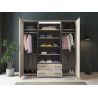 Armoire 230 cm MANON en décor chêne chateau avec 4 portes et 2 tiroirs