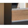 Armoire 181 cm WINDSOR avec 4 portes miroirs et 4 tiroirs en décor gris mat et chene halifax