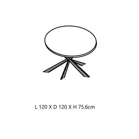 Table ronde SORELLA ELIOTT 120 cm avec pieds central en métal