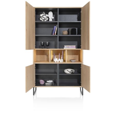 Castello, armoire 123 cm - 4-portes + 3-niches (+ LED) - Henders and Hazel