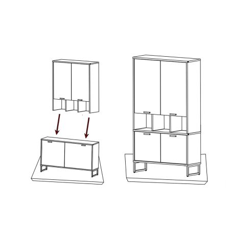 Castello, armoire 123 cm - 4-portes + 3-niches (+ LED) - Henders and Hazel