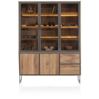 Trapani, vaisselier 160 cm - 3-portes verres + 2-portes + 2-tiroirs (+ LED) - Henders and Hazel