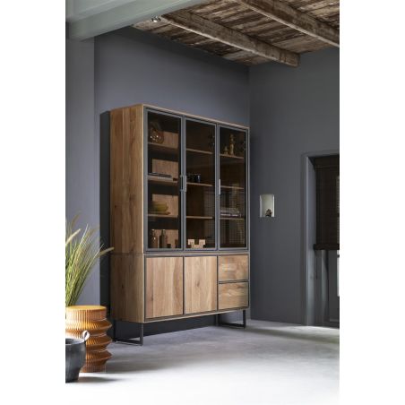 Trapani, vaisselier 160 cm - 3-portes verres + 2-portes + 2-tiroirs (+ LED) - Henders and Hazel