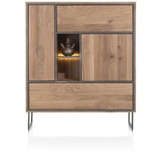 Trapani, highboard 120 cm - 2-portes + 3-tiroirs + 1-niche (+ LED) - Henders and Hazel