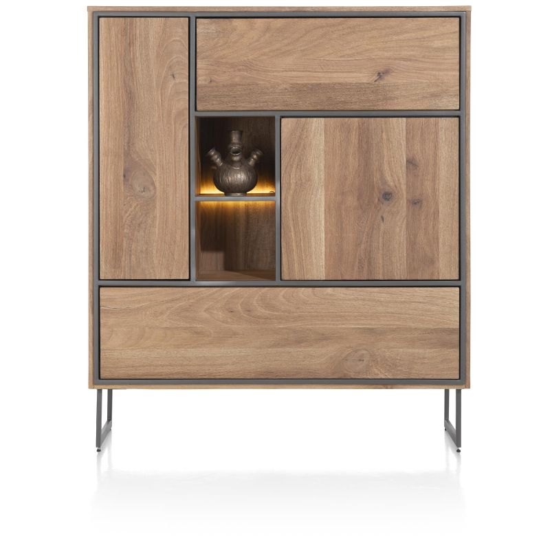 Trapani, highboard 120 cm - 2-portes + 3-tiroirs + 1-niche (+ LED) - Henders and Hazel