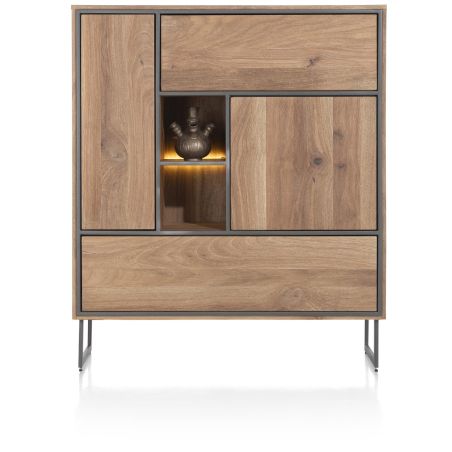 Trapani, highboard 120 cm - 2-portes + 3-tiroirs + 1-niche (+ LED) - Henders and Hazel