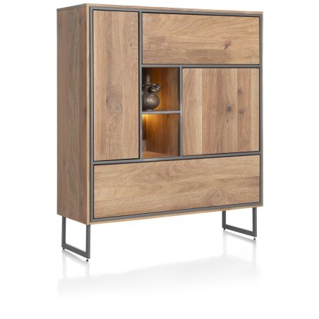 Trapani, highboard 120 cm - 2-portes + 3-tiroirs + 1-niche (+ LED) - Henders and Hazel