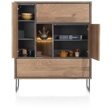 Trapani, highboard 120 cm - 2-portes + 3-tiroirs + 1-niche (+ LED) - Henders and Hazel
