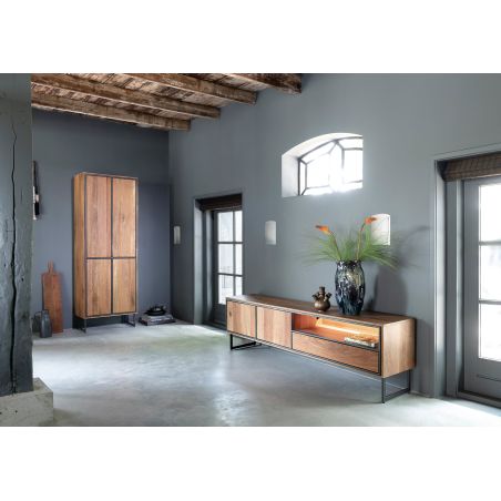 Trapani, buffet bas 200 cm - 2-portes + 1-tiroir + 1-niche (+ LED) - Henders and Hazel
