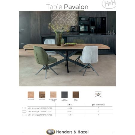 Pavalon, table à rallonge 140 (+ 50) x 100 cm