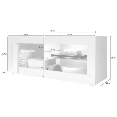 Meuble TV hi-Fi 1 porte/2 niches BERGAME