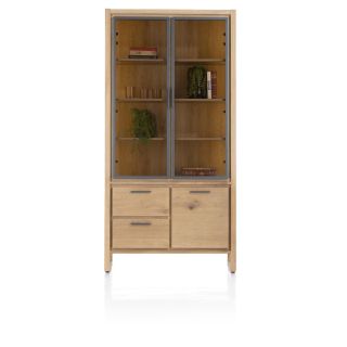 Nystead, vitrine 100 cm. - 2-portes de verres + 1-tiroirs + 1-niche (+ LED) - Henders and Hazel