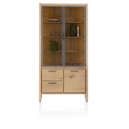 Nystead, vitrine 100 cm. - 2-portes de verres + 1-tiroirs + 1-niche (+ LED) - Henders and Hazel