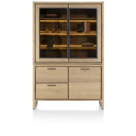 Nystead, vaisselier 140 cm. - 1-porte + 2-portes verres + 2-tiroirs (+ LED) - Henders and Hazel