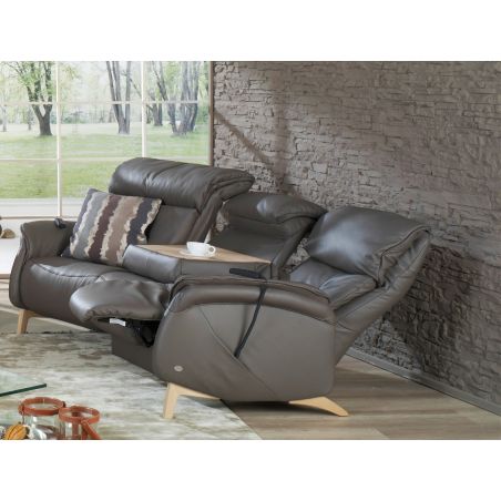 Canapé trapèze 3 places en cuir CUMULY COMFORT 4708 avec 2 relax électriques de la marque HIMOLLA
