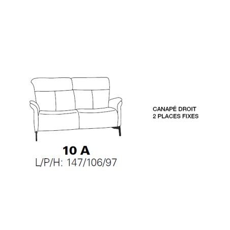 Canapé droit 2 places fixes 147 cm en cuir CUMULY COMFORT 4708 de la marque HIMOLLA