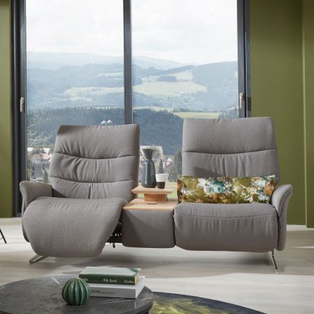 Canapé 2 places 198 cm en tissu CUMULY COMFORT 4051 avec 2 relax manuels et table intermédiaire de la marque HIMOLLA