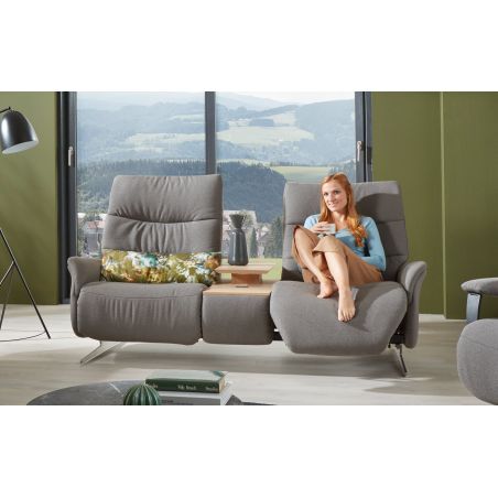 Canapé 2 places 198 cm en tissu CUMULY COMFORT 4051 avec 2 relax manuels et table intermédiaire de la marque HIMOLLA