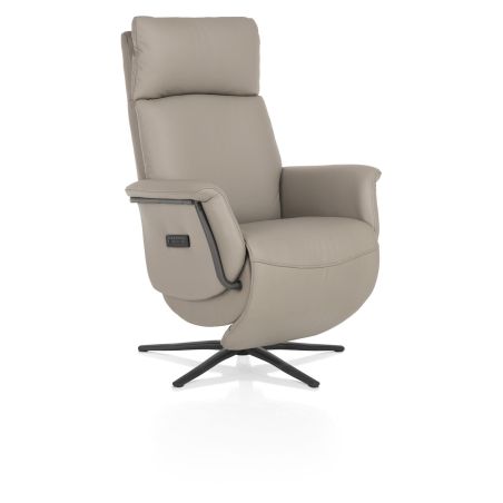Stelvio, fauteuil relax - électrique - pied graphite - appui-tête électrique - cuir Maine taupe