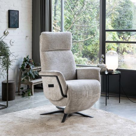 Stelvio, fauteuil relax - électrique - pied graphite - appui-tête électrique - Enzo champagne - Henders and Hazel