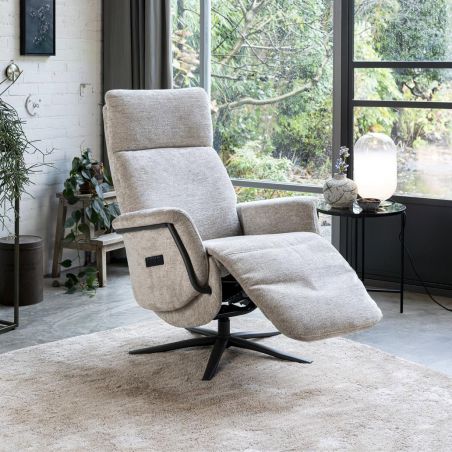 Stelvio, fauteuil relax - électrique - pied graphite - appui-tête électrique - Enzo champagne - Henders and Hazel