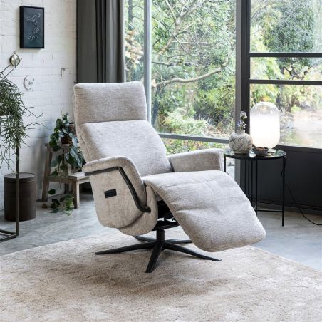 Stelvio, fauteuil relax - électrique - pied graphite - appui-tête électrique - Enzo champagne - Henders and Hazel