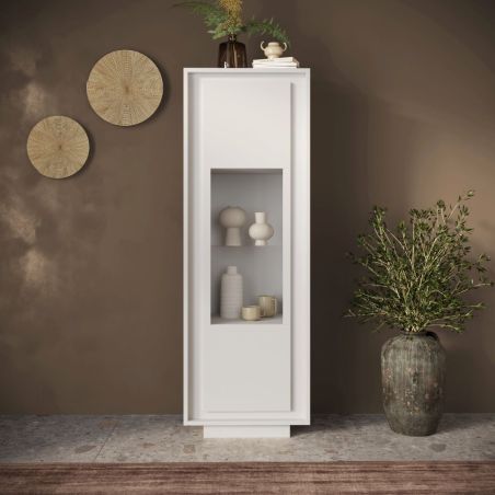 Vitrine 1 porte ANABELLA 2 BLANC MAT