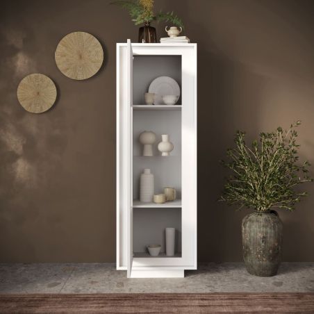 Vitrine 1 porte ANABELLA 2 BLANC MAT