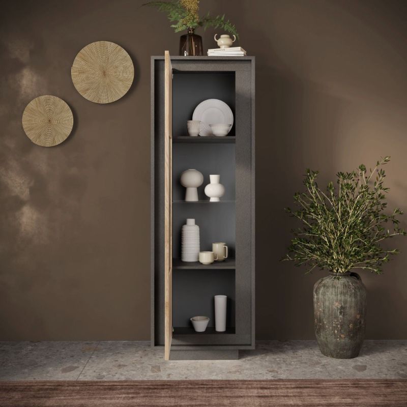 Vitrine Bestla - Meuble Vitrine Avec 5 Étagères, 2 Portes, Assemblage Facile - 98.8x138x35 Cm