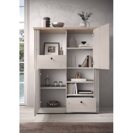 Highboard CADMUS avec 2 portes, 2 tiroirs et 3 niches