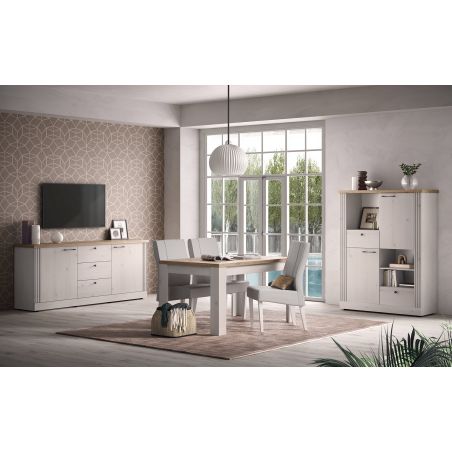 Highboard CADMUS avec 2 portes, 2 tiroirs et 3 niches