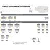 Canapé d'angle en tissu LUMINA avec 1 relax électrique et 1 chaise longue électrique