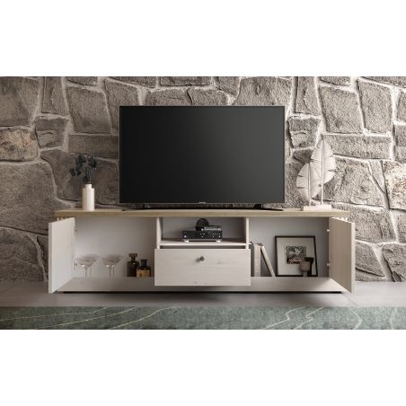 Meuble TV 211 cm CADMUS avec 2 portes, 1 tiroir et 1 niche
