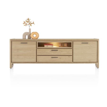 Nystead, buffet 210 cm. - 2-portes + 2-tiroirs + 1-niche (+ LED) - Henders and Hazel