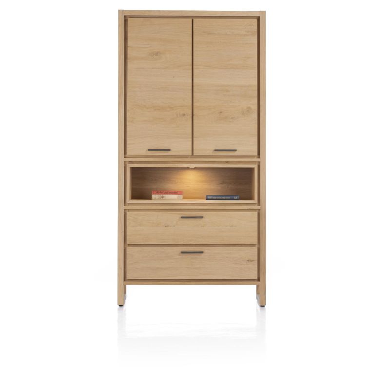 Nystead, armoire 100 cm. - 2-portes + 2-tiroirs + 1-niche (+ LED) - Henders and Hazel