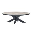 Table basse ovale CONSTANCE avec pied central en métal noir