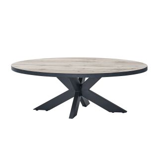 Table basse ovale CONSTANCE avec pied central en métal noir