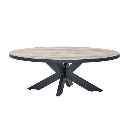 Table basse ovale CONSTANCE avec pied central en métal noir